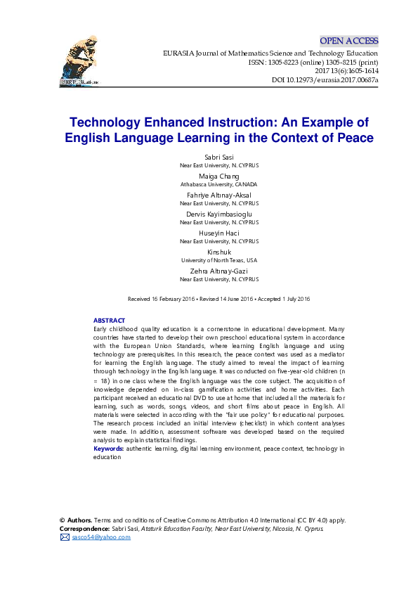 (PDF) Technology Enhanced Instruction: An Example of English Language ...