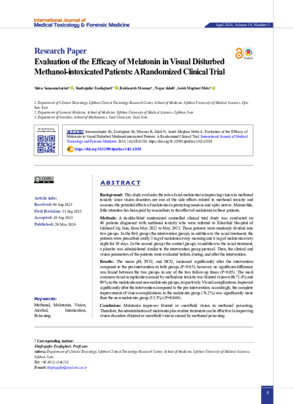 (PDF) Evaluation of the Efficacy of Melatonin in Visual Disturbed ...