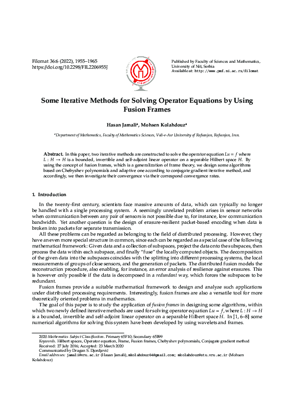 (PDF) Some iterative methods for solving operator equations by using ...