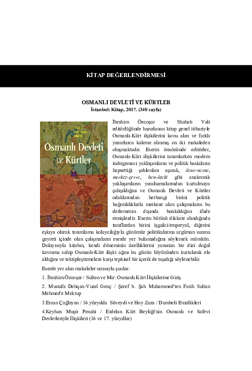 (PDF) Osmanlı Devleti ve Kürtler