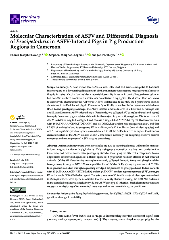 (PDF) Molecular Characterization of ASFV and Differential Diagnosis of ...
