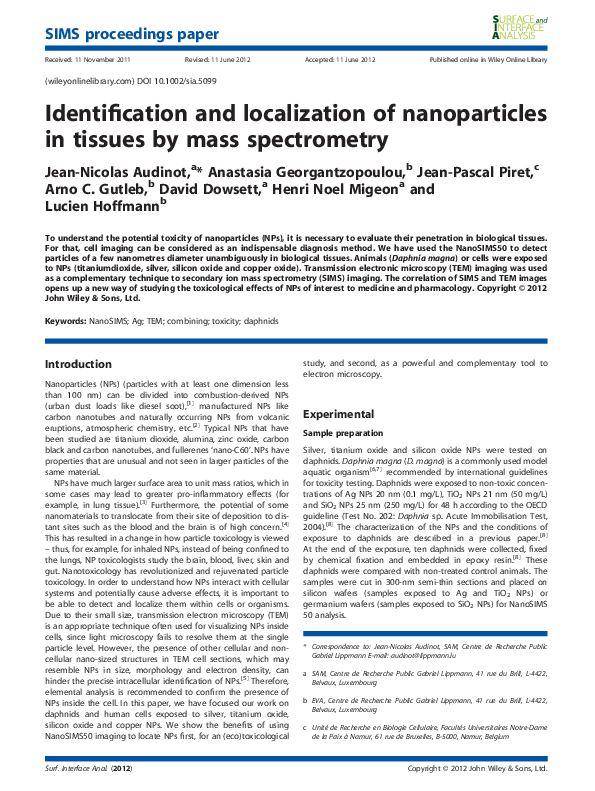 (PDF) Identification and localization of nanoparticles in tissues by ...