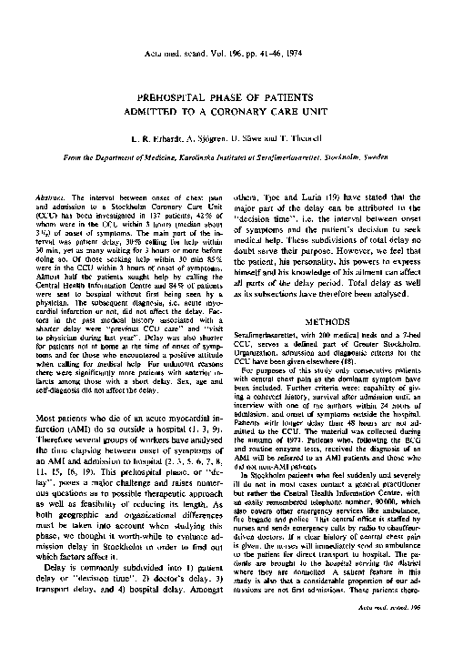 (PDF) Prehospital Phase of Patients Admitted to a Coronary Care Unit