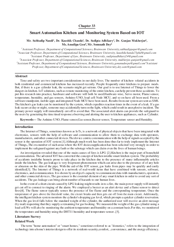 (PDF) Smart Automation Kitchen and Monitoring System Based on IOT