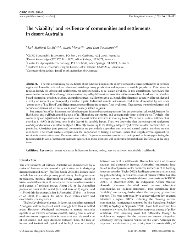 (PDF) The 'viability' and resilience of communities and settlements in ...