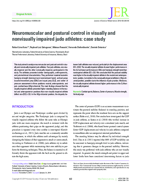 (PDF) Neuromuscular and postural control in visually and nonvisually ...