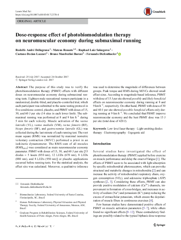 (PDF) Dose–Response Effect of Photobiomodulation Therapy on Muscle ...