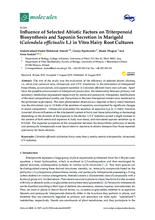(PDF) Influence of Selected Abiotic Factors on Triterpenoid ...