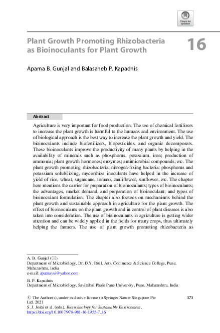 (PDF) Plant Growth Promoting Rhizobacteria as Bioinoculants for Plant ...