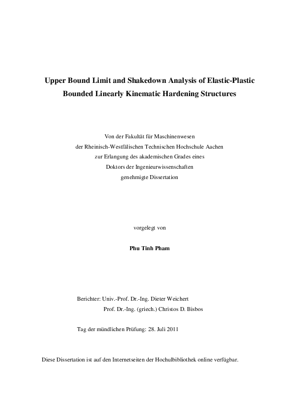 (PDF) Upper bound limit and shakedown analysis of elastic-plastic ...