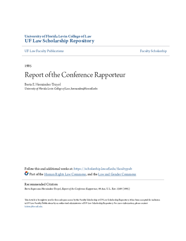 (PDF) Report of the Conference Rapporteur