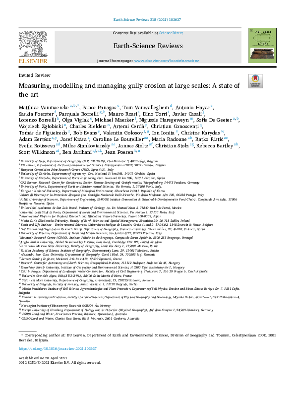 (PDF) Measuring, modelling and managing gully erosion at large scales ...