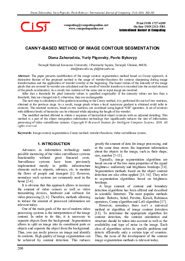 (PDF) Canny-Based Method of Image Contour Segmentation