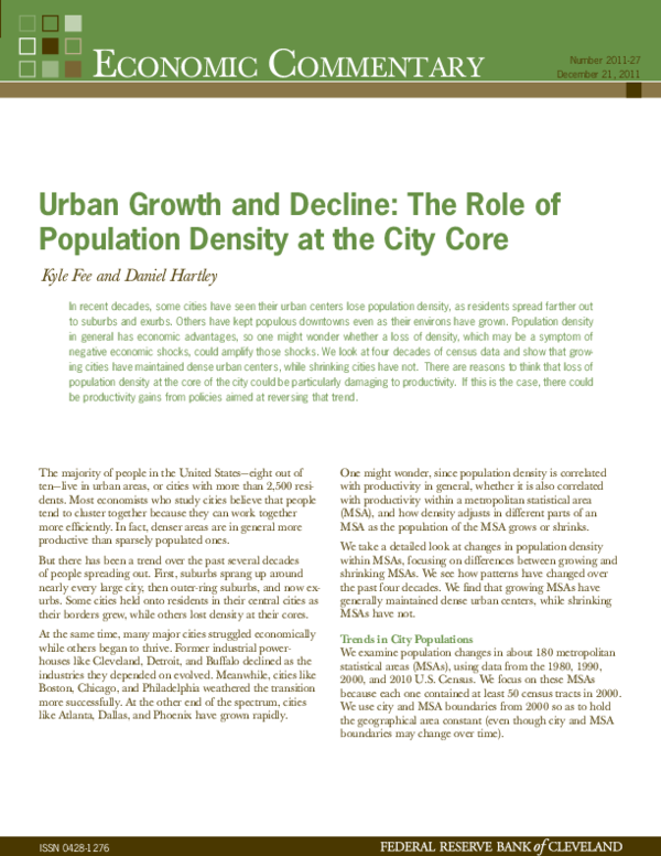 (PDF) Urban Growth and Decline: The Role of Population Density at the ...