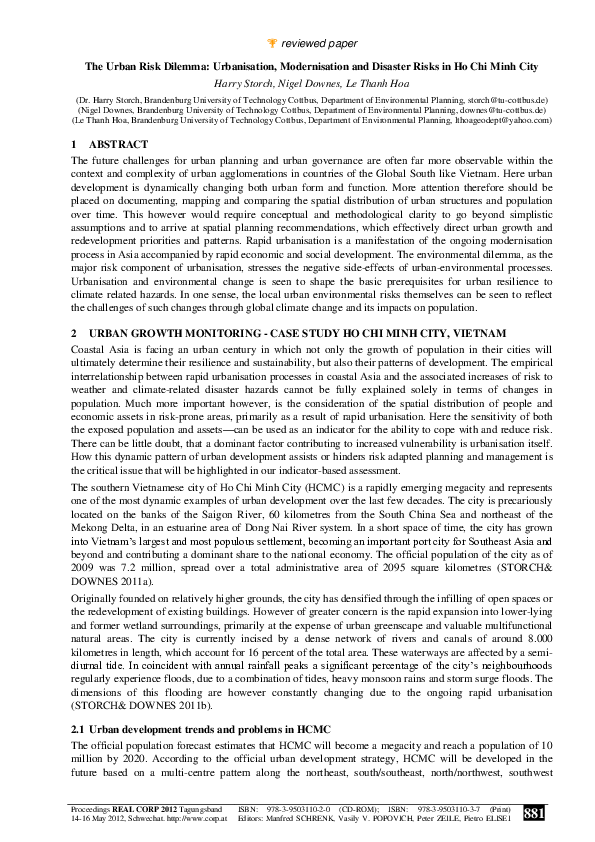 (PDF) The Urban Risk Dilemma: Urbanisation, Modernisation and Disaster ...