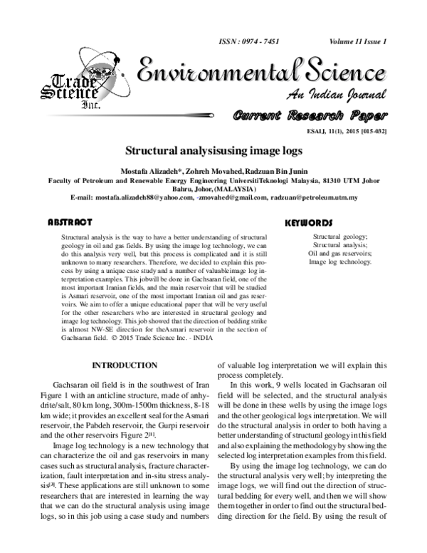 (PDF) Structural analysisusing image logs