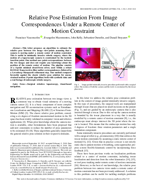 (PDF) Relative Pose Estimation From Image Correspondences Under a ...