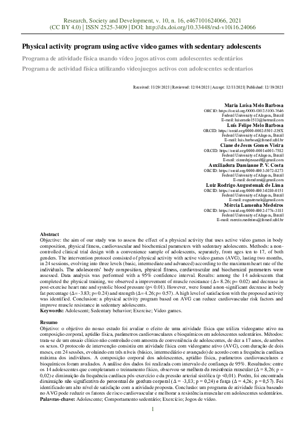 (PDF) Physical activity program using active video games with sedentary ...