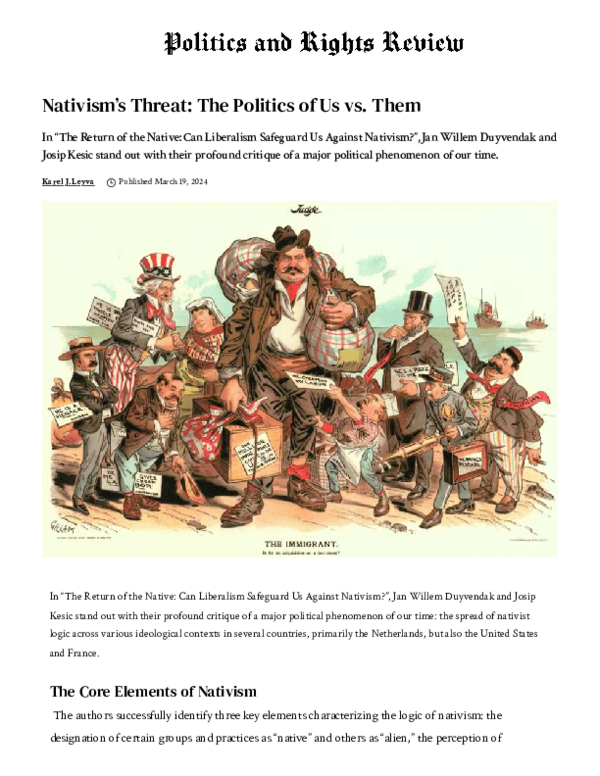(PDF) Nativism’s Threat: The Politics of Us vs. Them