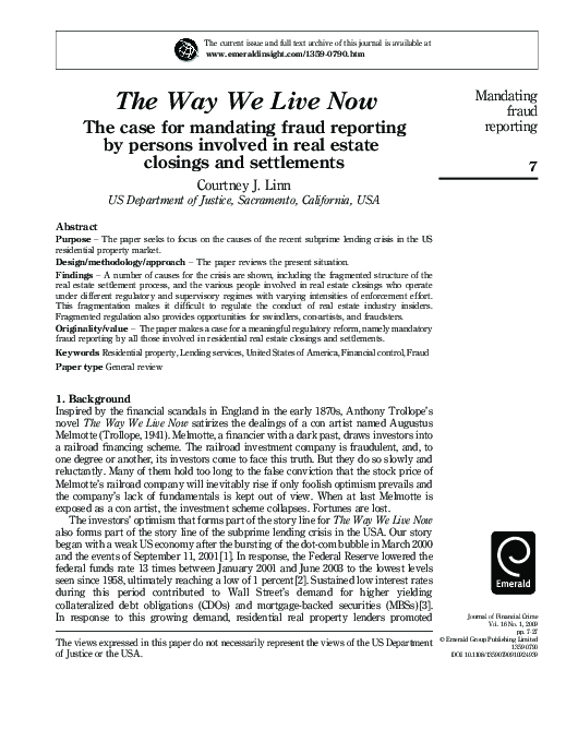 (PDF) The Way We Live Now