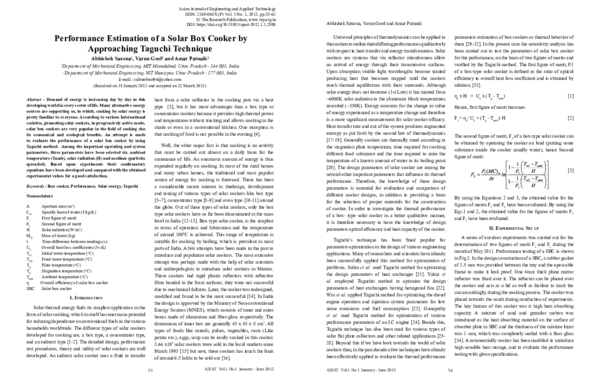 (PDF) Performance Estimation of a Solar Box Cooker by Approaching ...