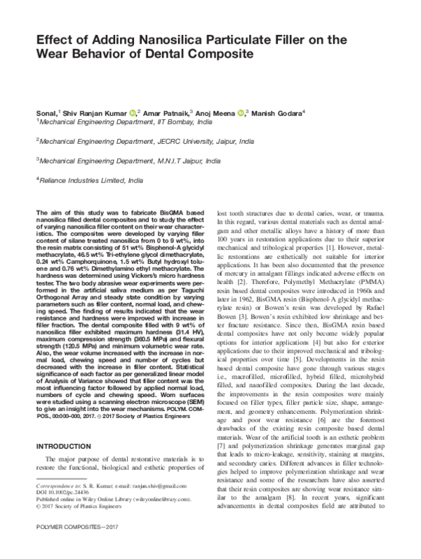 (PDF) Effect of adding nanosilica particulate filler on the wear ...