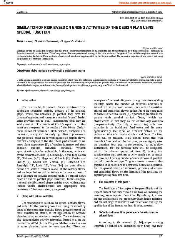 (PDF) Simulation of Risk Based on Ending Activities of the Design Plan ...