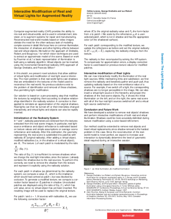(PDF) Interactive modification of real and virtual lights for augmented ...