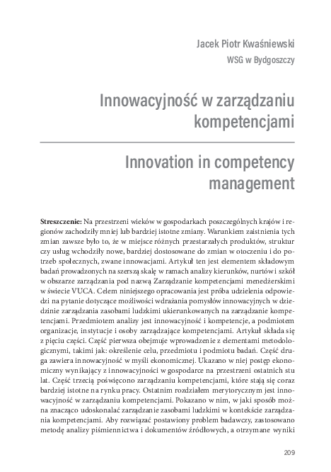 (PDF) Innovation in competency management