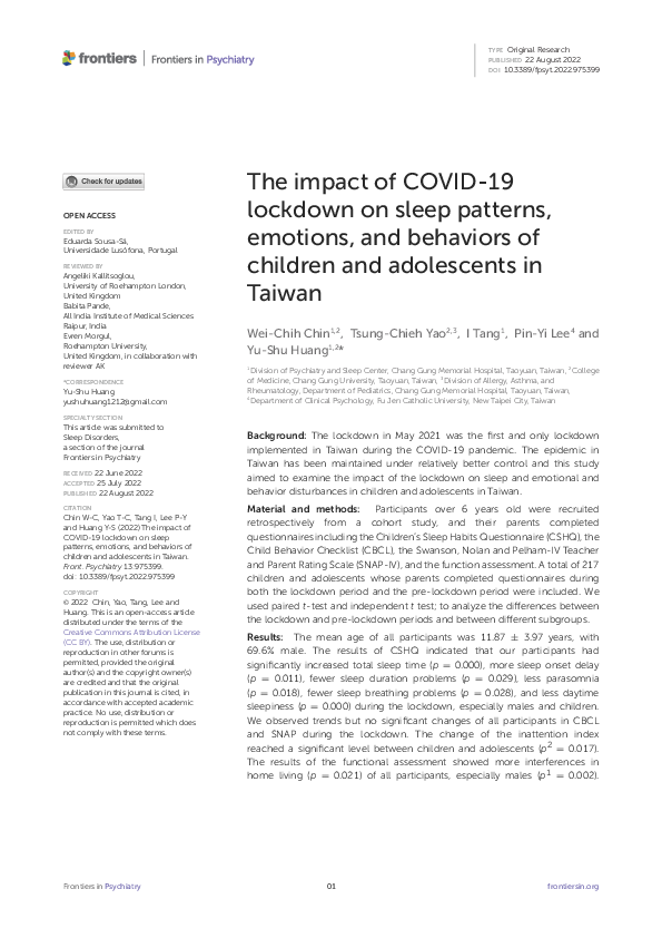 (PDF) The impact of COVID-19 lockdown on sleep patterns, emotions, and ...
