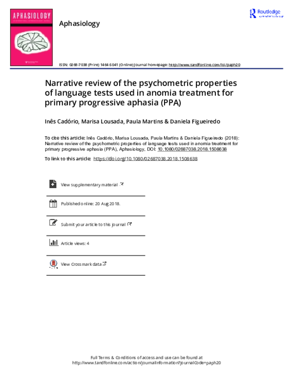 (PDF) Narrative review of the psychometric properties of language tests ...