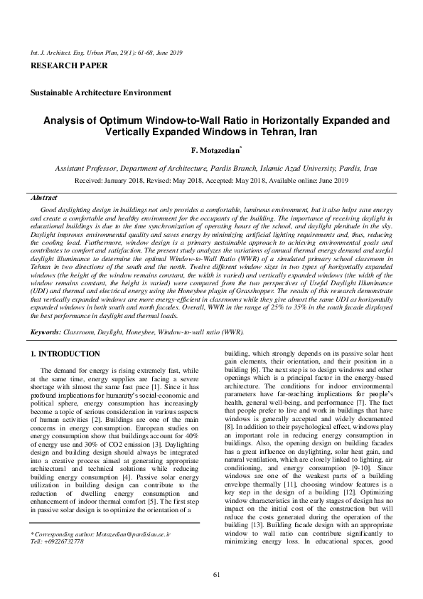 (PDF) Analysis of optimum window-to-wall ratio in Horizontal expanded ...