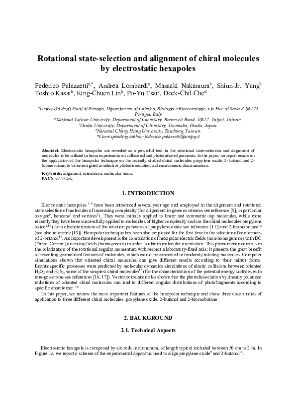 (PDF) Rotational state-selection and alignment of chiral molecules by ...