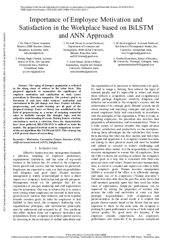 (PDF) Importance of Employee Motivation and Satisfaction in the ...