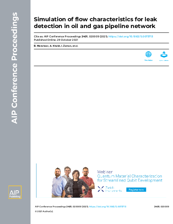 (PDF) Simulation of flow characteristics for leak detection in oil and ...