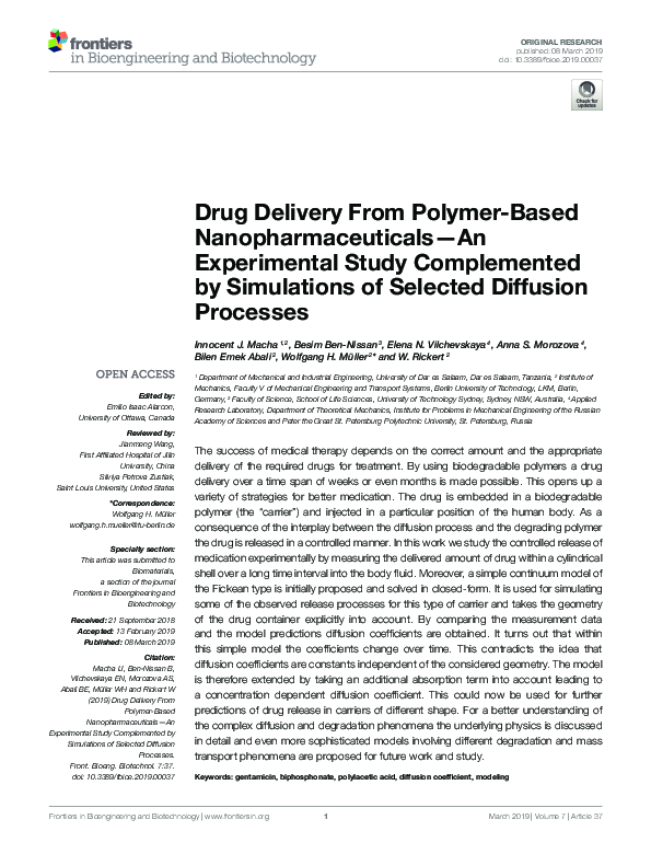 (PDF) Drug Delivery From Polymer-Based Nanopharmaceuticals—An ...
