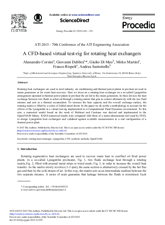 (PDF) A CFD-based Virtual Test-rig for Rotating Heat Exchangers
