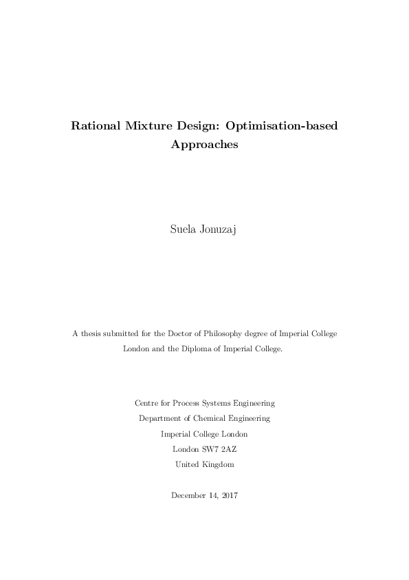 (PDF) Rational Mixture Design: Optimisation-Based Approaches