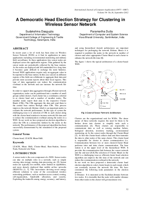 (PDF) A Democratic Head Election Strategy for Clustering in Wireless ...