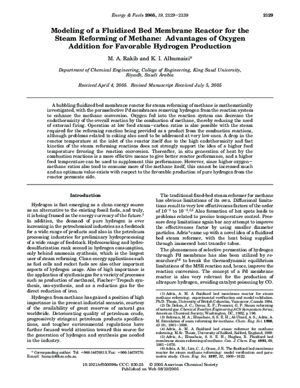 (PDF) Modeling of a Fluidized Bed Membrane Reactor for the Steam ...