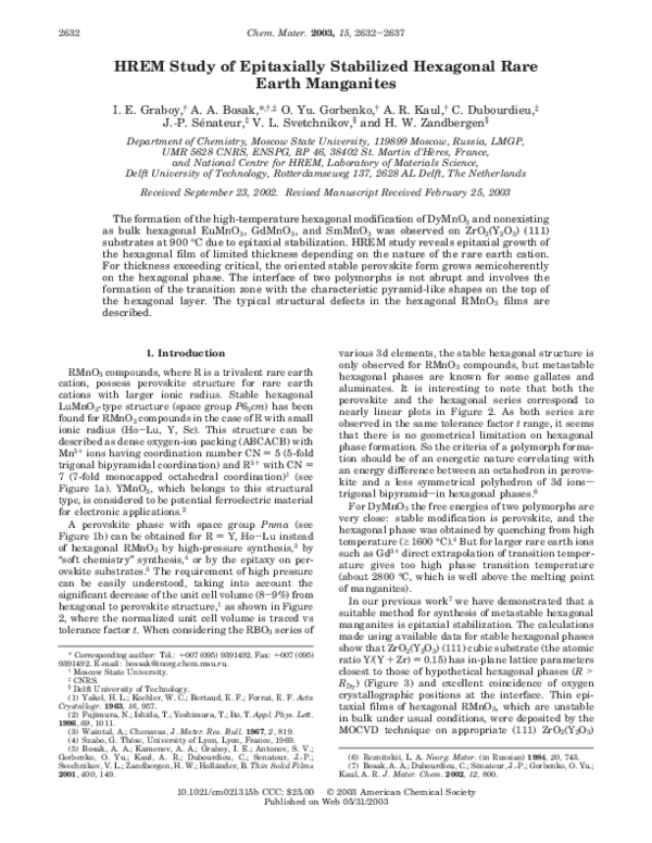 (PDF) HREM Study of Epitaxially Stabilized Hexagonal Rare Earth Manganites