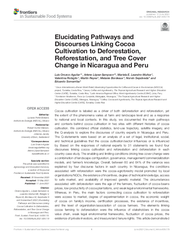 (PDF) Elucidating Pathways and Discourses Linking Cocoa Cultivation to ...