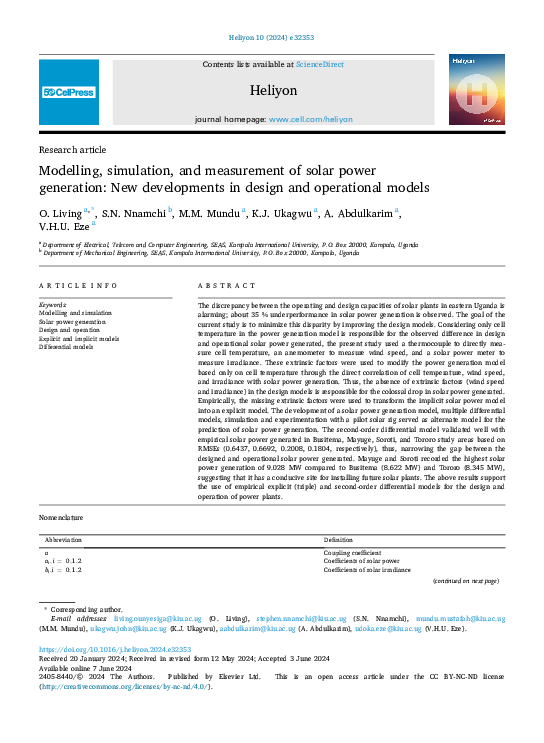 (PDF) Modelling, simulation, and measurement of solar power generation ...