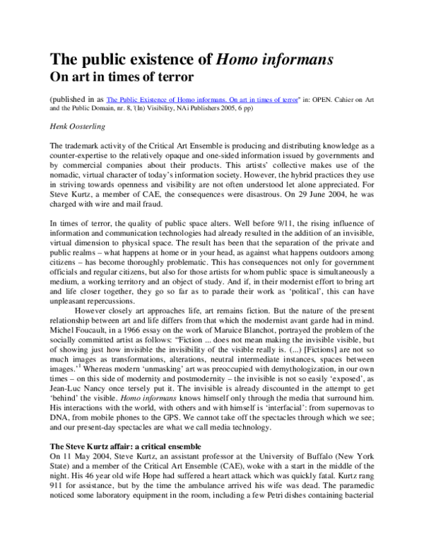 (PDF) The public existence of Homo informans