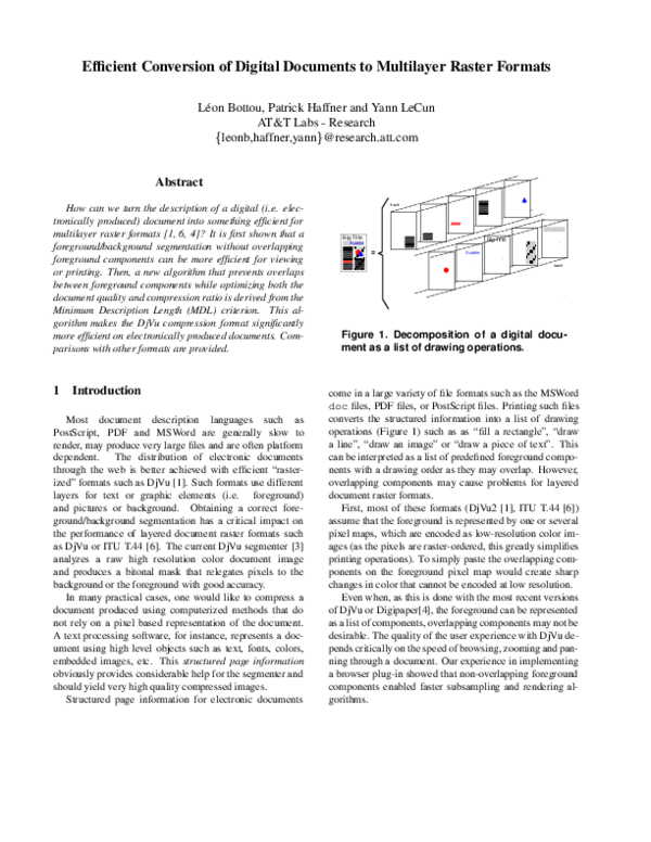 (PDF) Efficient conversion of digital documents to multilayer raster ...
