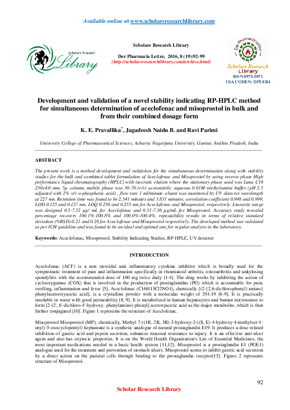 (PDF) Development and validation of a novel stability indicating RP ...