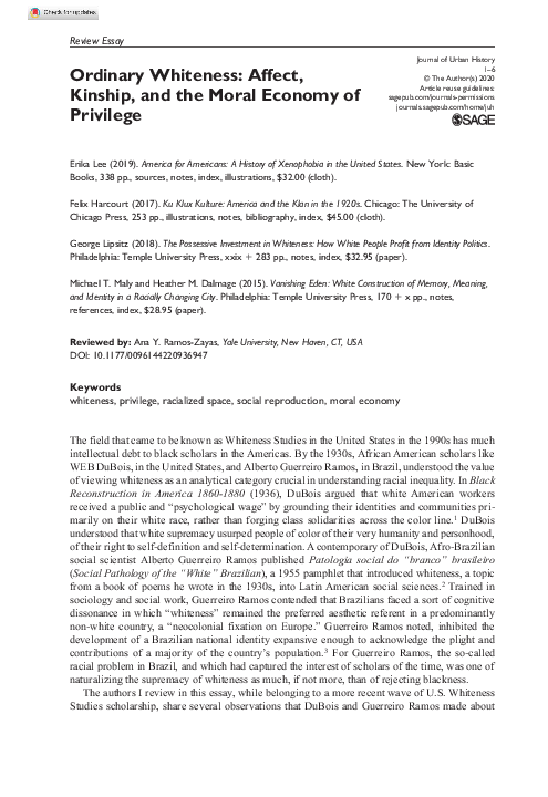 (PDF) Ordinary Whiteness: Affect, Kinship, and the Moral Economy of ...