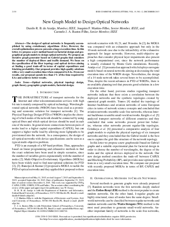 (PDF) New Graph Model to Design Optical Networks