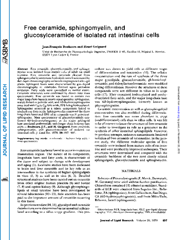 (PDF) Free ceramide, sphingomyelin, and glucosylceramide of isolated ...