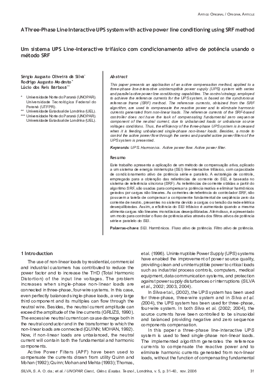 (PDF) A Three-Phase Line Interactive UPS system with active power line ...